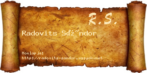 Radovits Sándor névjegykártya